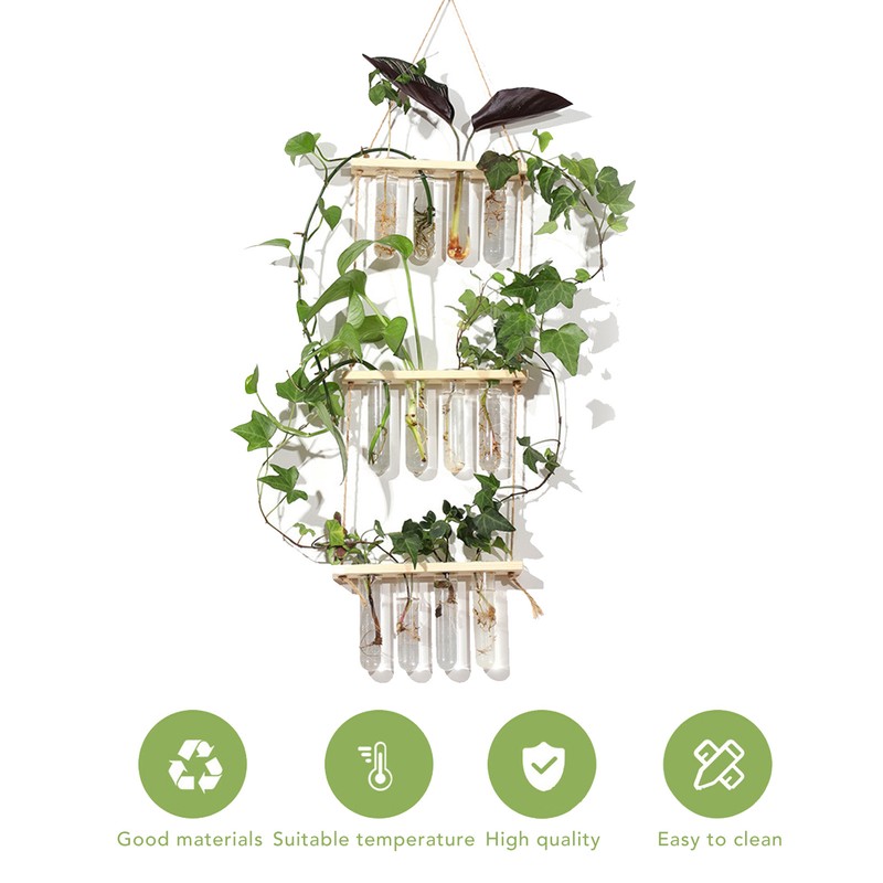 3 Tiered Wall Hanging Plant Terrarium with 12 Test Tubes