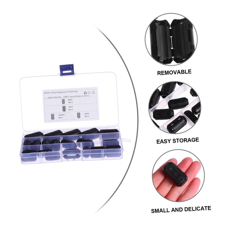 Vaguelly 22pcs Ferrite Core Cord Ring Ferrite Choke Wrap Removable