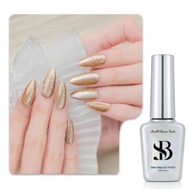 Sun&Beam Nails One-Step Gel Nail, 3 in 1 Magnetic Gel, 0.4 fl oz (12 ml), Integrated Base and Top, Compatible with UV Lights, Easy Off, High Color & Lasting (#719 Honey Gold)