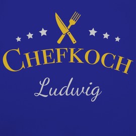 Geschenk mit Namen personalisiert by Shirtracer - Children's Apron for Boys and Girls – Cooking Apron – Chef with Name, 4 Royal Blue