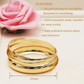 Gold Bangles for Women,14k Gold Chunky Bracelet Stack Dainty India Bangles Bracelets,Timeless Gold Accessories for Women Indian Jewelry Sets