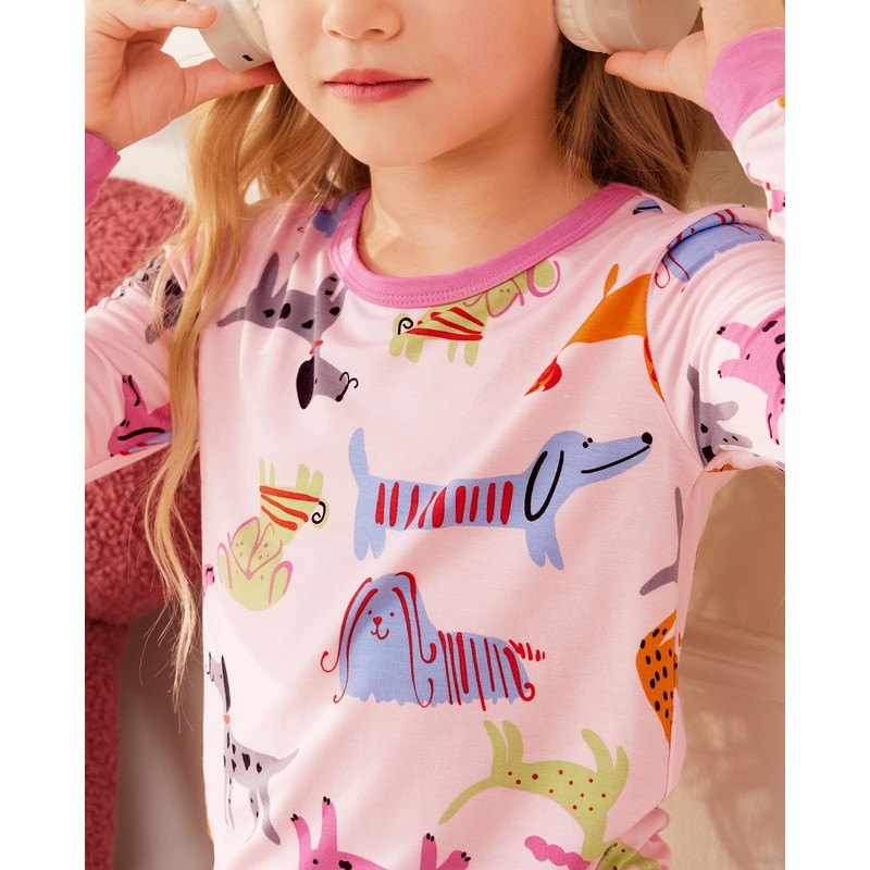 Bamboo Viscose Toddler Girls Kids Pajama Sets 6-7T Snug fit