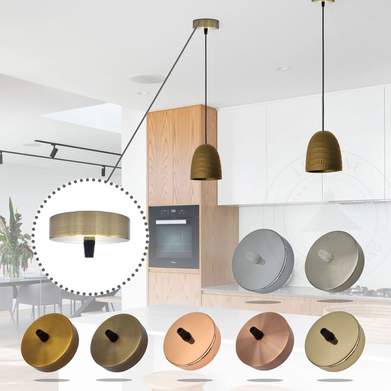 LEDSone 100mm Black Ceiling Rose Pendant Lamp with Cable Handle