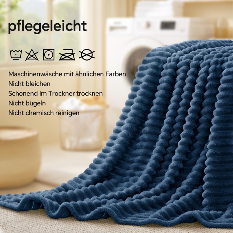 BEDELITE Cuddly Fluffy Blanket Small - Soft Flannel Blankets Blue