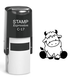stampexpression - Cute Little Bull Cow Self Inking Rubber Stamp - Black Ink (A-60126)