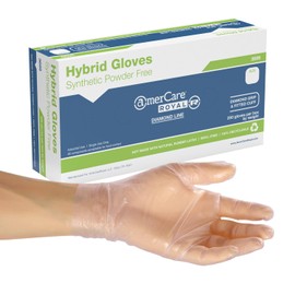 AmerCare Hybrid Powder Free Gloves, Diamond Grip, Large, Case of 1000