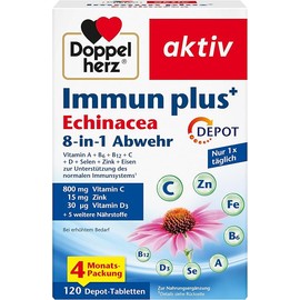 Doppelherz Immune Plus Echinacea 8-in-1 Defence - With Vitamin C, Vitamin D and Zinc as a Contribution to the Normal Function of the Immune System - 120 Depot Tablets