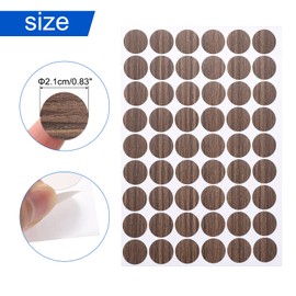 uxcell 7 Sheets/378PCS Self Adhesive Screw Hole Stickers, 2.1cm/0.83" PVC Screw Hole Covers Hole Stickers for Furniture Wood Cabinet Wall Desk Table Bookcase, Dark Walnut