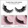 Natural False Eyelashes (5 Pairs), Wispy Cat Eye Faux Cluster