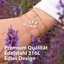 BONNYBIRD® Women's Bracelets with Various Charms, High-Quality Premium Stainless Steel Bracelets in Silver, Gold and Rose, Rose, Rose Gold