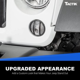 TACTIK Euro Style Turn Signal Guard Pair, Gloss Black - Fits Jeep Wrangler JK 2007-2018 - Heavy-Duty Rust Resistant Steel Light Covers - Rugged Off-Road Protection for All-Weather Coverage