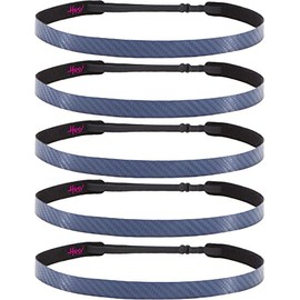 Hipsy Regular Size, Women's Adjustable No Slip Skinny Tech Sport Headband 5-Pack (Navy Tech 5pk)