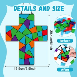 Easter Kids Suncatcher Craft Kits for Kids Religious Cross Sticker Glass Made Easy Activity Kit Decorations for Cross Sun Catcher Kits Girls Boys Home Classroom Indoor Art Game Activities Favors
