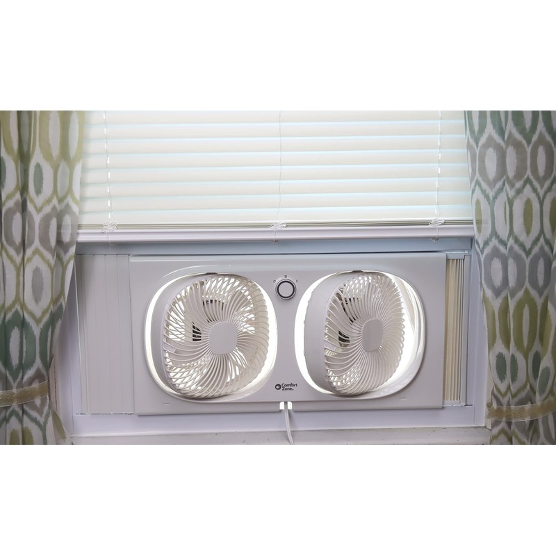 Comfort Zone CZ329WT 9" Dual Window Fan with 180° Rotating