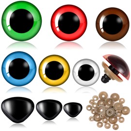 SANNIX Pack of 90 12-30 mm Safety Eyes and Safety Noses Large Safety Eyes for Crochet Animals Plastic Button Eyes for Sewing with Washers for Doll, Plush Toy, Teddy Eyes