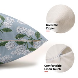 Light Blue Green White Hydrangea Pillow Covers 12x20 Set of 2 Floral Leaves Print Decorative Throw Pillowcases Outdoor Rustic Flower Farmhouse Spring Cushion Cases Decor for Home Couch Sofa Bed