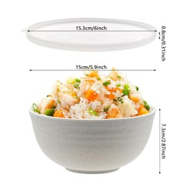 BYZCYSG 8-Pack Wheat Straw Cereal Bowls with Lids 26 oz - Unbreakable, Microwave & Dishwasher Safe, Soup Bowls for Camping, Home, Kitchen