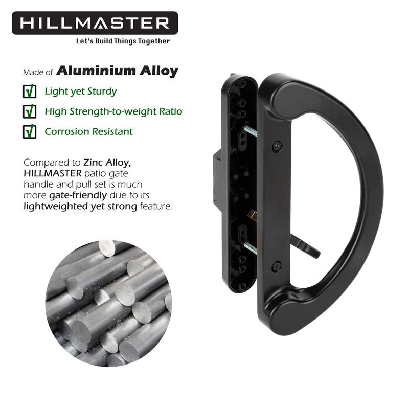 HILLMASTER Patio Sliding Glass Door Handle Replacement Set,Mortise Style Reversible