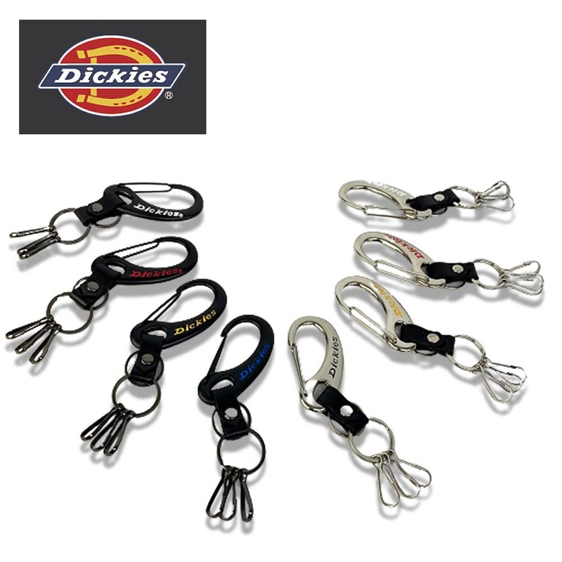 Dickies DS054NCS2 Simple Carabiner Keychain Silver x Red, Silver x