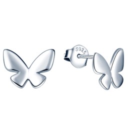 MicLee Women's / Girls' Stud Earrings 925 Sterling Silver Butterfly Earrings with Gift Bag, Silver