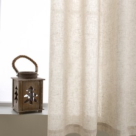 JINCHAN Beige Kitchen Curtains Linen Tier Curtains 24 Inch Farmhouse Cafe Curtains Light Filtering Small Window Curtains Flax Country Rustic Rod Pocket Bathroom Laundry Room RV 2 Panels Crude