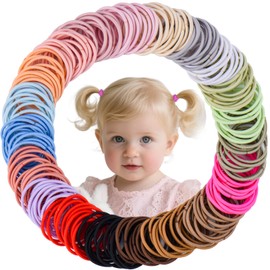 SKYii Baby Hair Ties 200Pcs Small Elastic Hair Ties for Baby Girls Infants Kids Toddlers - 20 Colors Ponytail Holders Hair Accessories for Girls