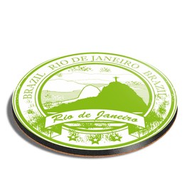 1 x Round Coaster - Rio de Janeiro Brazil Travel Cork Backed MDF Glossy Tea Coffee Accessory #5955
