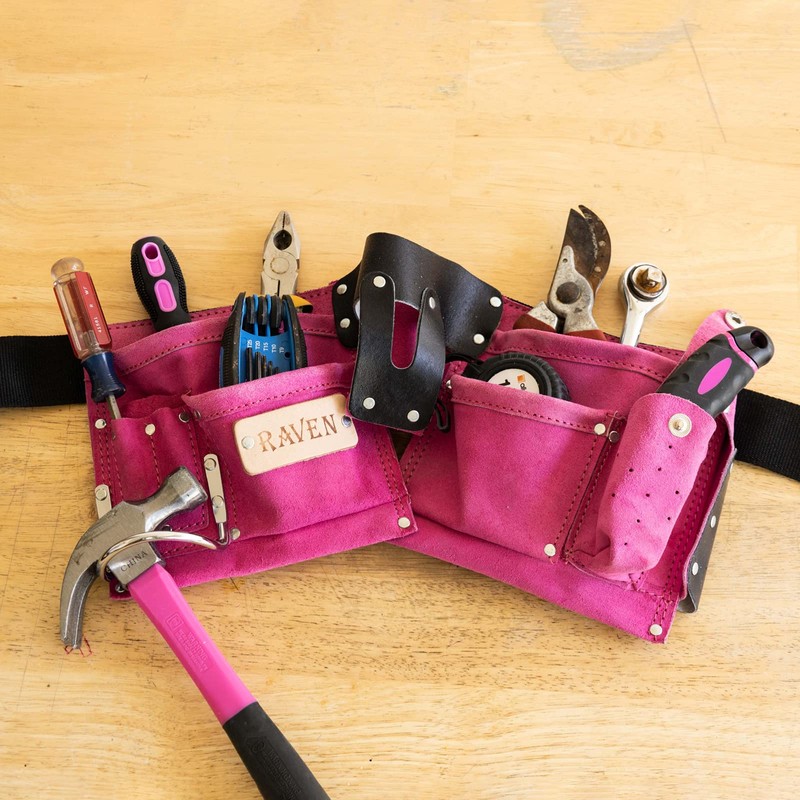 9 Pocket Tool Belt Heavy Duty Suede Leather Fits Hammer