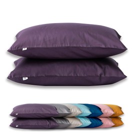 SALAD HOUSE Cushion Cover, 30 x 50 cm, Purple, Set of 2, Autumn Purple, Egyptian Cotton, Breathable with Zip, Percale Bed Set Pillow Cover, Satin Pillowcases, 100% Cotton, 400TC