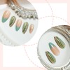 24Pcs Green Press on Nails Almond Medium Length Fake Nails