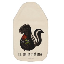 Mr. & Mrs. Panda Cuddly Cosy Hot Water Bottle Skunk Flower with Saying White