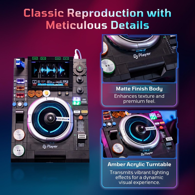 PANTASY DJ Turntable Building Set with Bluetooth Music Playback