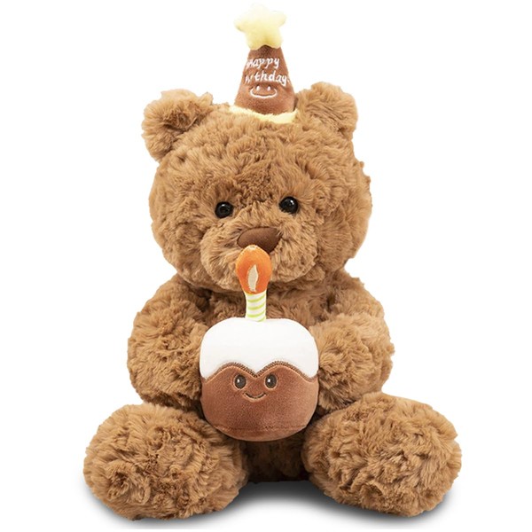 GDFJBG Teddy Plüschtier,Teddy mit Kuchen und Hat, 30cm Nette Plüsch
