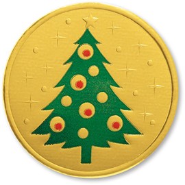 PaperDirect Christmas Tree Embossed Gold Foil Seals, 48 Count