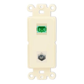 RiteAV 1 Port SC-APC Fiber Simplex Coax Cable TV Wall Plate - Rocker [Light-Almond]