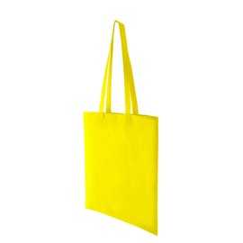 Hyper Mart Cotton 5oz(150gsm) Eco friendly Plain Natural Reusable Shopping Tote Bags Eco Friendly Long Handle Grocery Bag (Yellow, 10 bags)