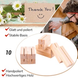 QUACOWW 10 Pieces Card Holder Place Card Holder Wooden Card Holder Vintage Wood Card Holder Photo Holder Table Number Holder Wedding Place Card Holder Rectangular Holder Wedding Party Place Card