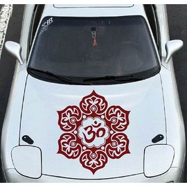 Vehicle Auto Car Décor Vinyl Decal Art Sticker Indian Mandala with Om Symbol Flower Pattern Removable Stylish Design for Hood 1245