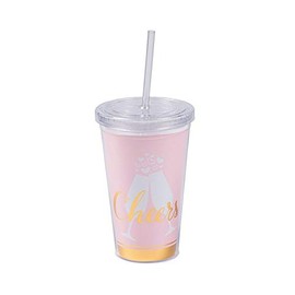 CHEERS PLASTIC TUMBLER W/STRAW - Party Supplies - 1 Piece