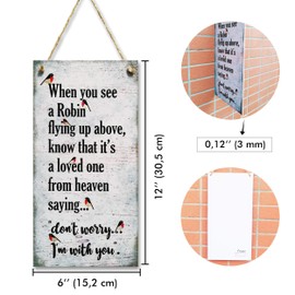 CARISPIBET When you see a Robin | home decorative sign, heartwarming and kind message wall art 12" x 6"