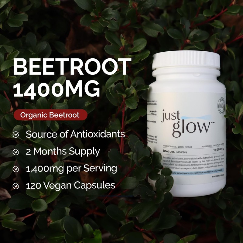 Just Glow Organic Beetroot 1,400mg - USDA & Health Canada