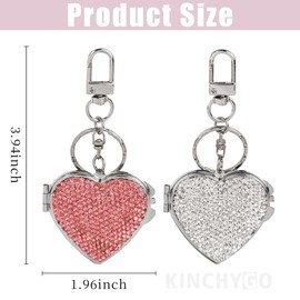 KINCHYGO, 2 Pack Mini Pocket Mirror Keychains Metal Compact Mirrors Key Ring for Women