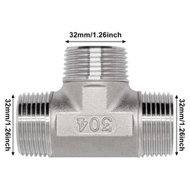 GDFYMI Tee Pipe Fitting, 1Inch Stainless Steel 3 Way Male Thread Hose Fitting T-shaped Connector for Tubes, Gas, Fuel, Plumbing, Refrigeration, Vacuum Applications - 1Pcs