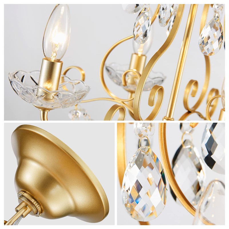 WUZUPS Crystal Candle Chandelier Pendant Flushmount Ceiling Light Modern Lighting