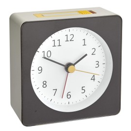 TFA Dostmann Wecker analog Loom, 60.1031.10, automatische Beleuchtung, mit Weckalarm, grau-gelb, L85 x B50 x H125 mm