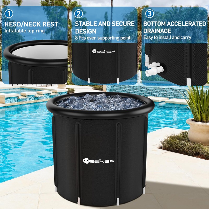 Yesker 126 Gal Ice Bath Tub with Air Ring, Portable