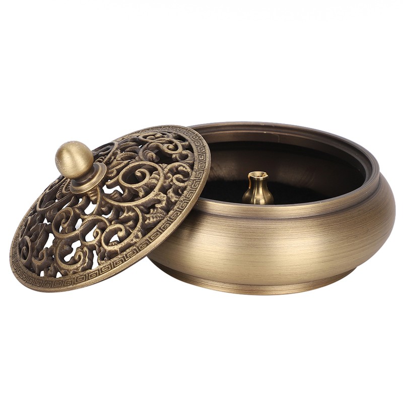 Household Brass Incense Burner Incense Burner Holders Craft Decoration (Round