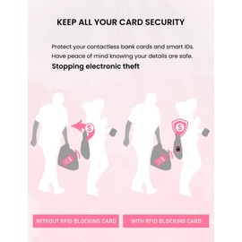 WHonor RFID Blocking Card 6 Pack, One Card Protects Entire Wallet/Purse, Debit Credit Card Protector, Anti-Theft Contactless NFC Blocker (Pink, 6 Pack)