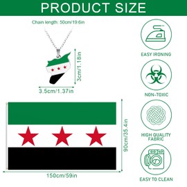 Hpbaggy Syria Flag 90 x 150 cm, Syrian Flag with Chain, Weatherproof Flag for Indoor and Outdoor Use, Various Occasions, Green/White/Red