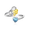Shysnow March Aquamarine Birthstone Mother Daughter Ring 925 Sterling Silver